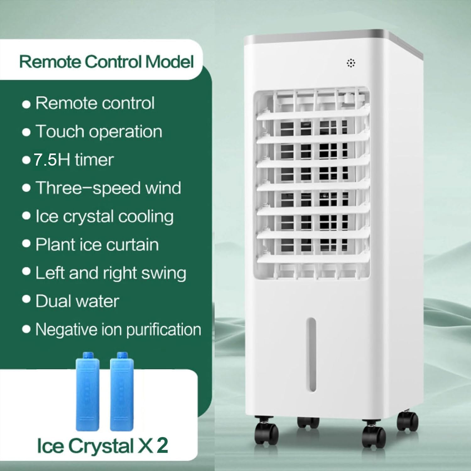 Climatiseur Évaporatif Mobile, Rafraîchisseur d'Air Silencieux 4 en 1, humidifier, Ionisé et Ventilateur, 3 Vitesses, 3 Modes, Réservoir 6L, Minuterie 7.5 h, Télécommande (Noir)