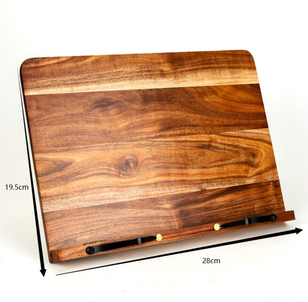 Stojak na Książkę Kucharską Drewniany Stojak Na Książkę Kucharską Z Litego Drewna Akacjowego. Blat Tablet Wielofunkcyjnego(28 * 19.5cm)