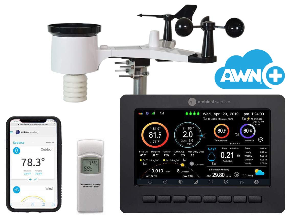 Ambient Weather WS-2000 Smarte Wetterstation mit WiFi-Fernüberwachung und Alarmen mit AWN+ im Lieferumfang enthalten