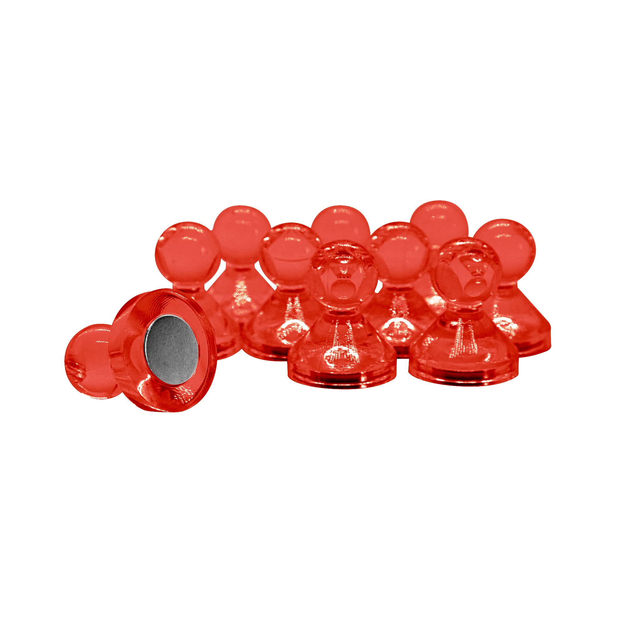 Gran Imán de Oficina de Pinza Acrílico Rojo para Refrigerador, Pizarra, Tablero de Anuncios, Archivador - 21mm de Diámetro x 26mm de Alto - Paquete de 100