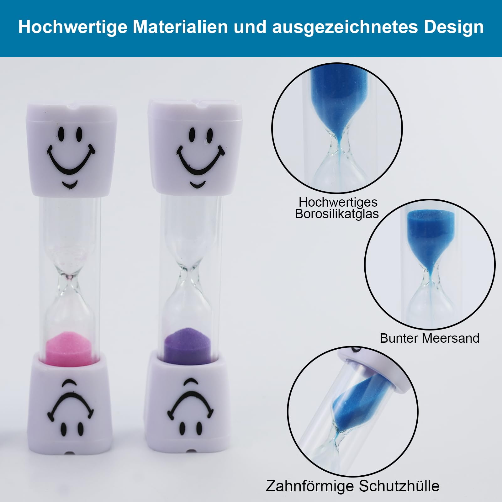 3 pezzi Set di clessidre per bambini, timer 3 minuti per lavare i denti, orologio educativo per bambini piccoli, clessidre colorate per imparare il tempo