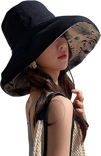 Vista 31 de Reversible Floral Sun Hats UV Protection UPF Packable Wide Brim Chin Strap Women