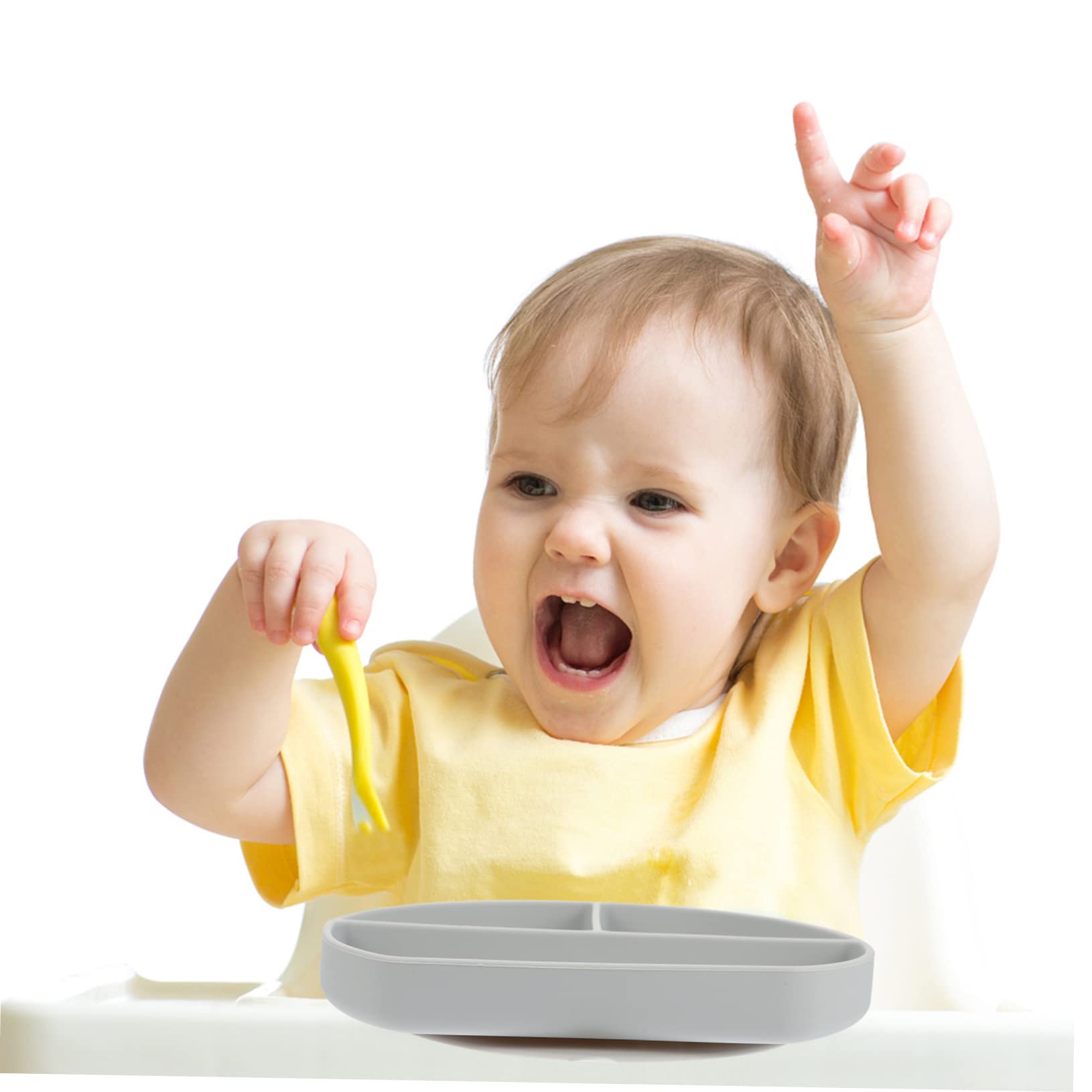 PRETYZOOM Silicone Plate Divided Suction Plate for Spill Proof Compact Lightweight for