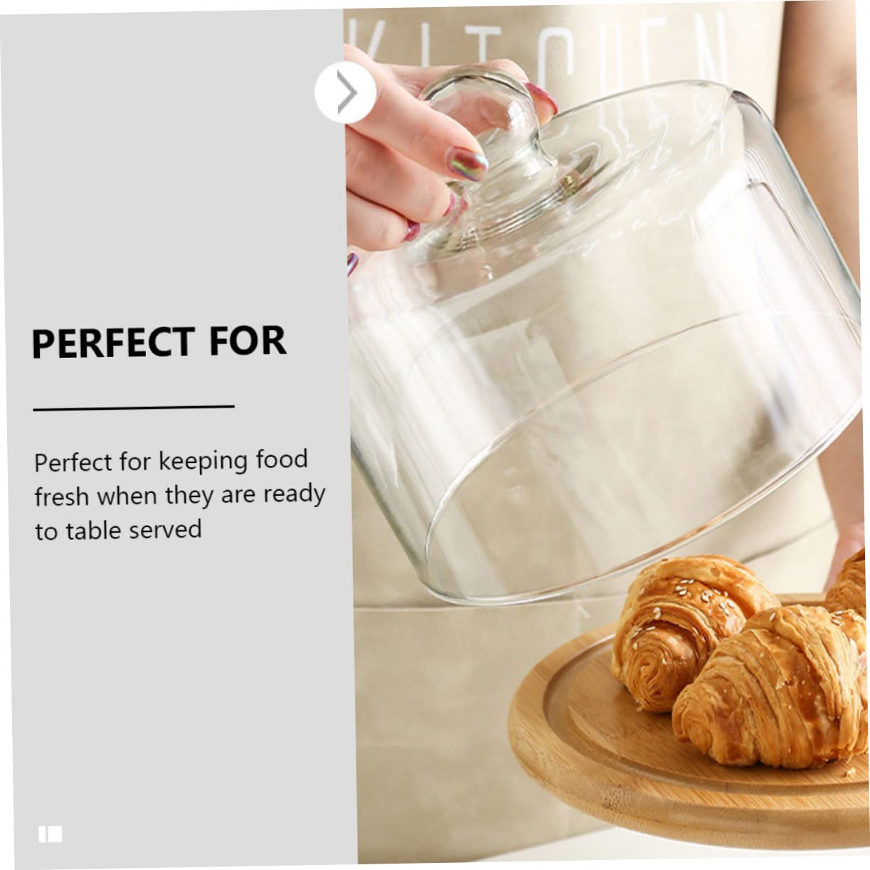 POPETPOP Cubierta de Pastel Transparente de Vidrio sin Plomo 26 Cm Asa Protectora para Alimentos Hogar Cocina Anti Polvo para Repostería y Postres