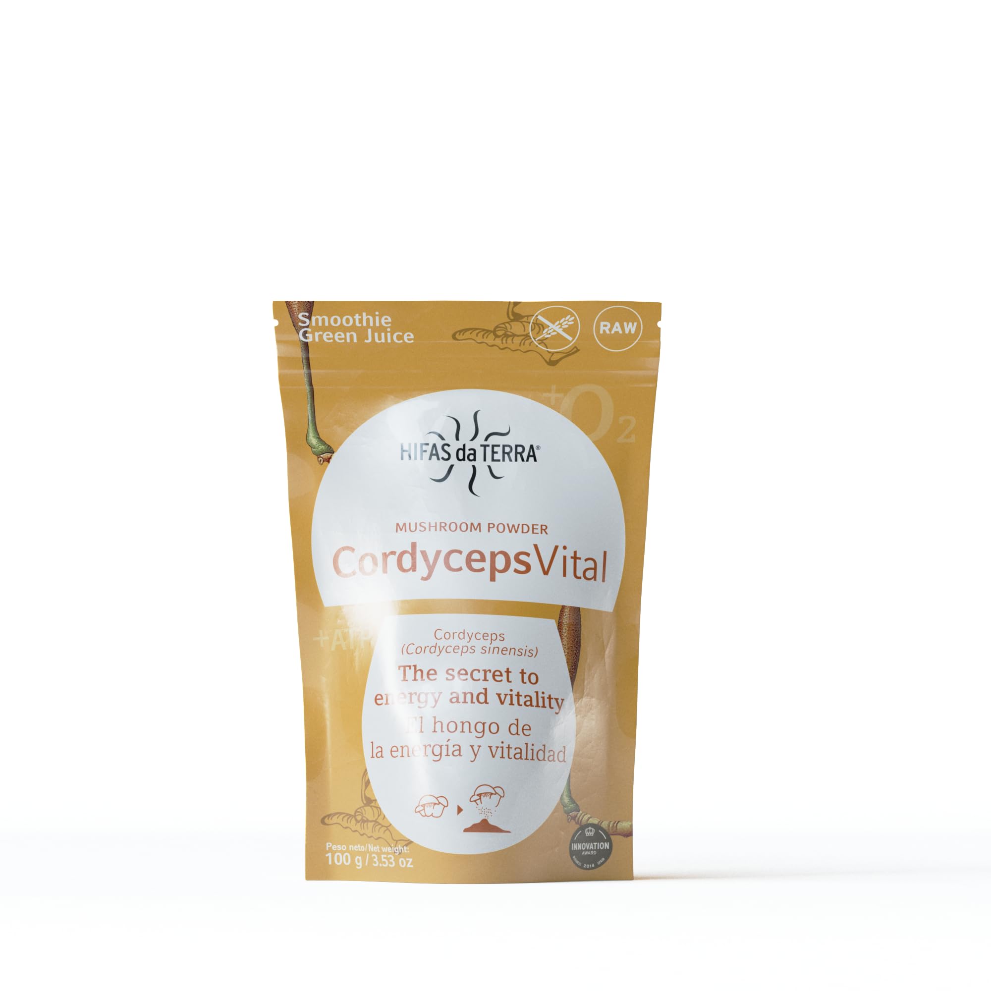 HIFAS DA TERRA - Cordyceps Vital 100% Polvo de Cordyceps - Superfood Polvo de Hongos - Energía, Vitalidad y Rendimiento - Suplemento Natural para el Bienestar General y la Actividad Diaria - 100 g