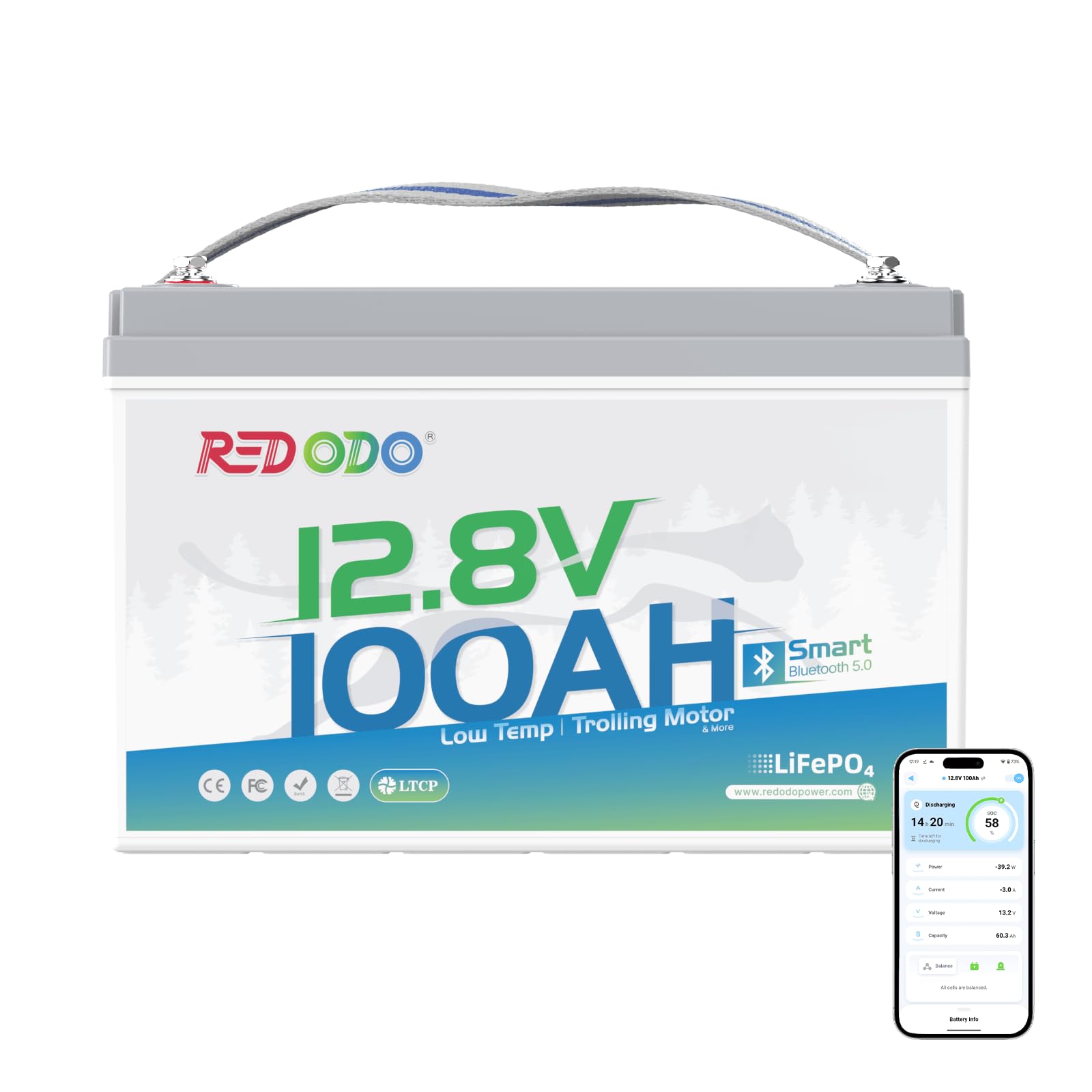 Redodo 12V 100Ah Group 31 Bluetooth LiFePO4 Battery