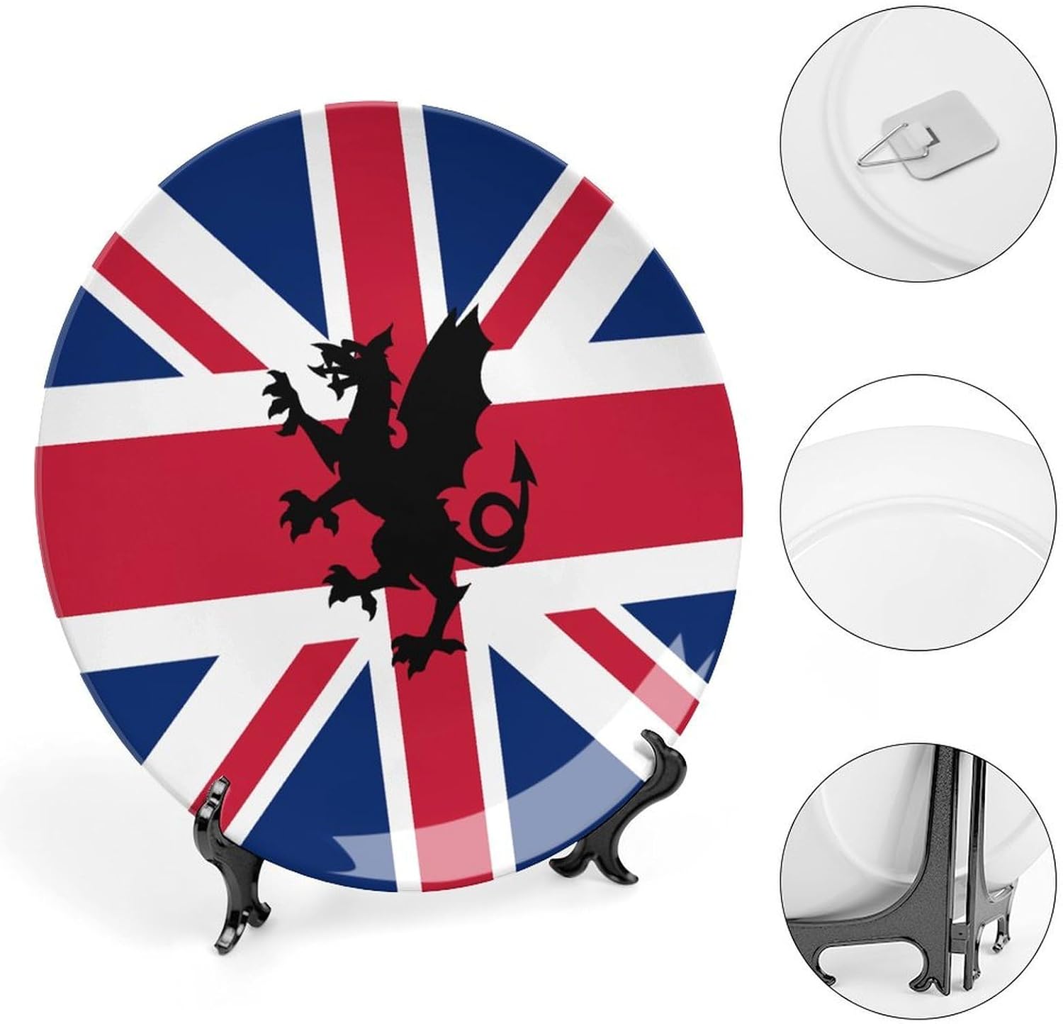 British Britain Dragon United Kingdom Decorative Plates for Display Ceramic Plate Tray with Stand Hanger Home Decor