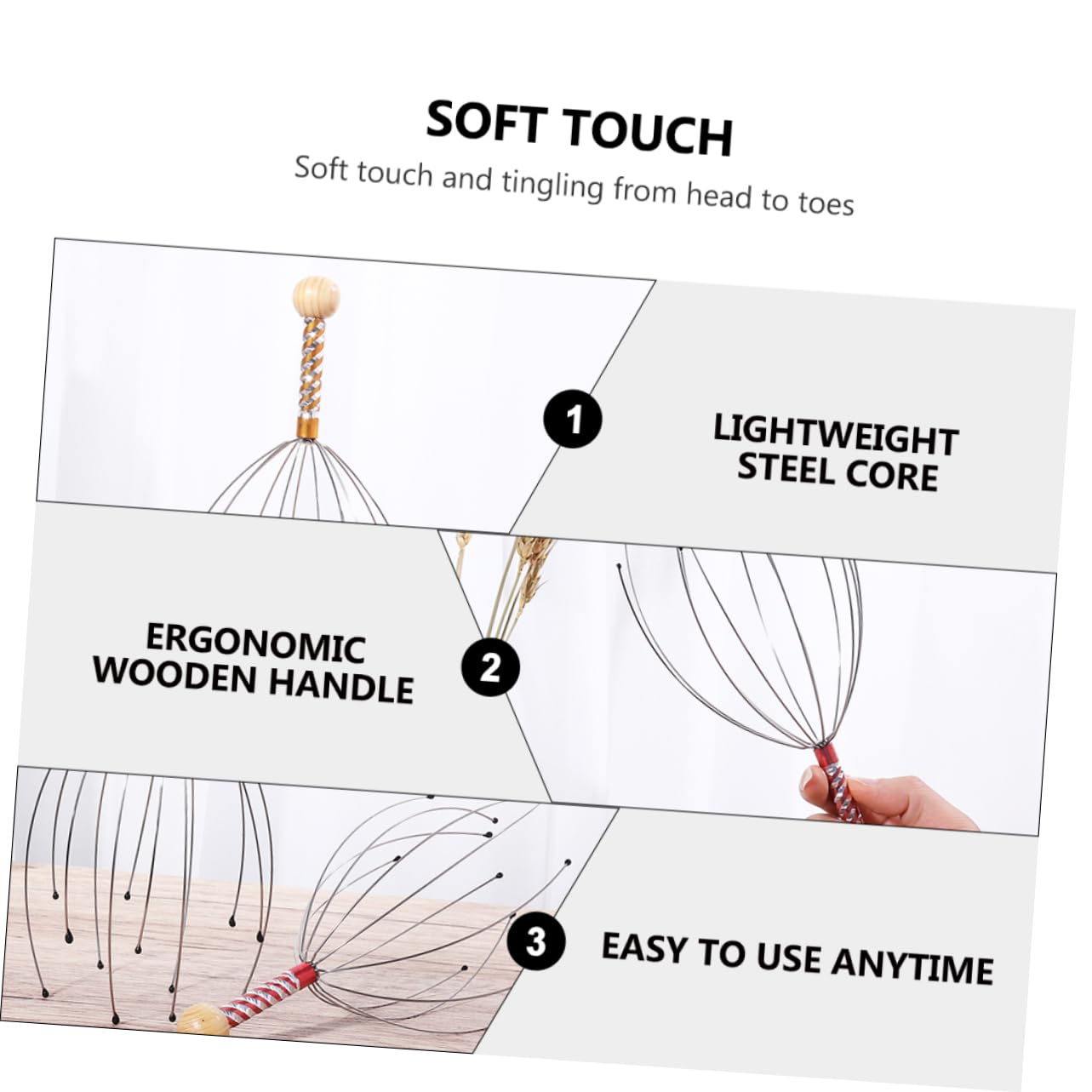 GLEAVI 3sets Octopus Kopfhaut Werkzeug Stahl Kopfhaut Massage Multi-funktion 6 Stücke * 3