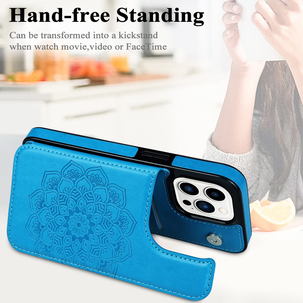 MMHUO Custodia per iPhone 14 Pro con porta carte, custodia