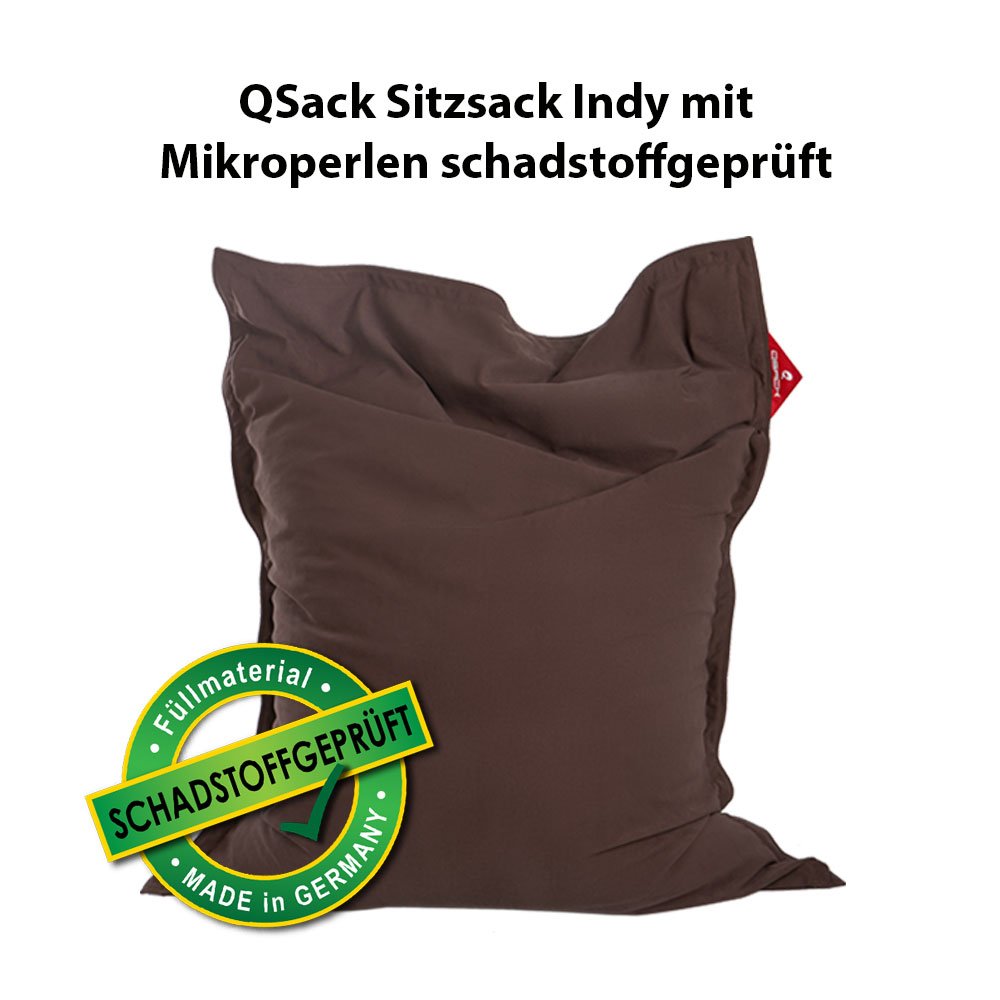 Saco de Asiento Indy, con relleno y schadstoffgefprüfte EPS toxproof microperlas, 140 x180 cm Indoor – Puf XXL, Nuevo, marrón oscuro