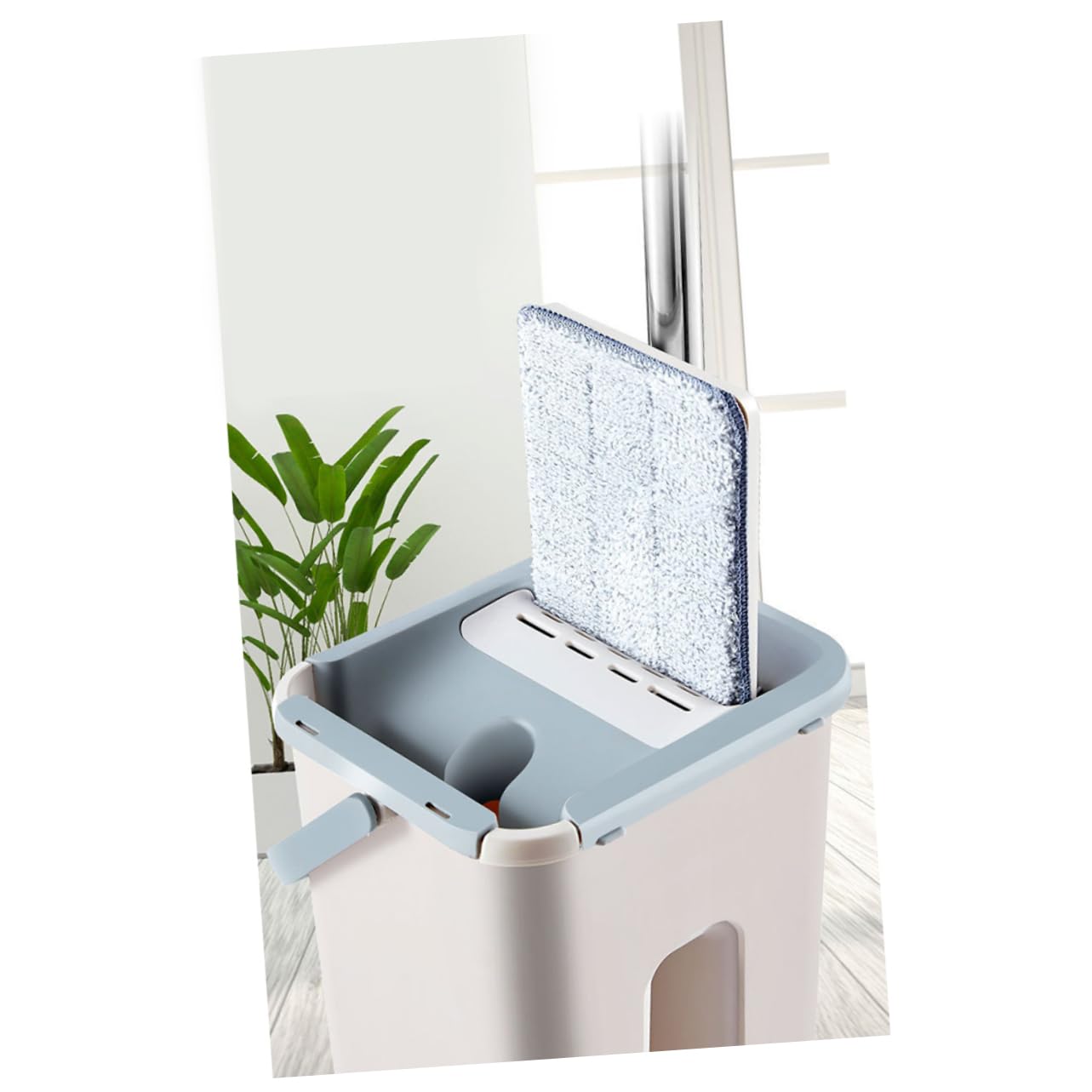 Fregona Plana Cubo Hogar, Recoge Pelo de Mascota y Suciedad, Limpieza Profunda, Diseño Compacto,
