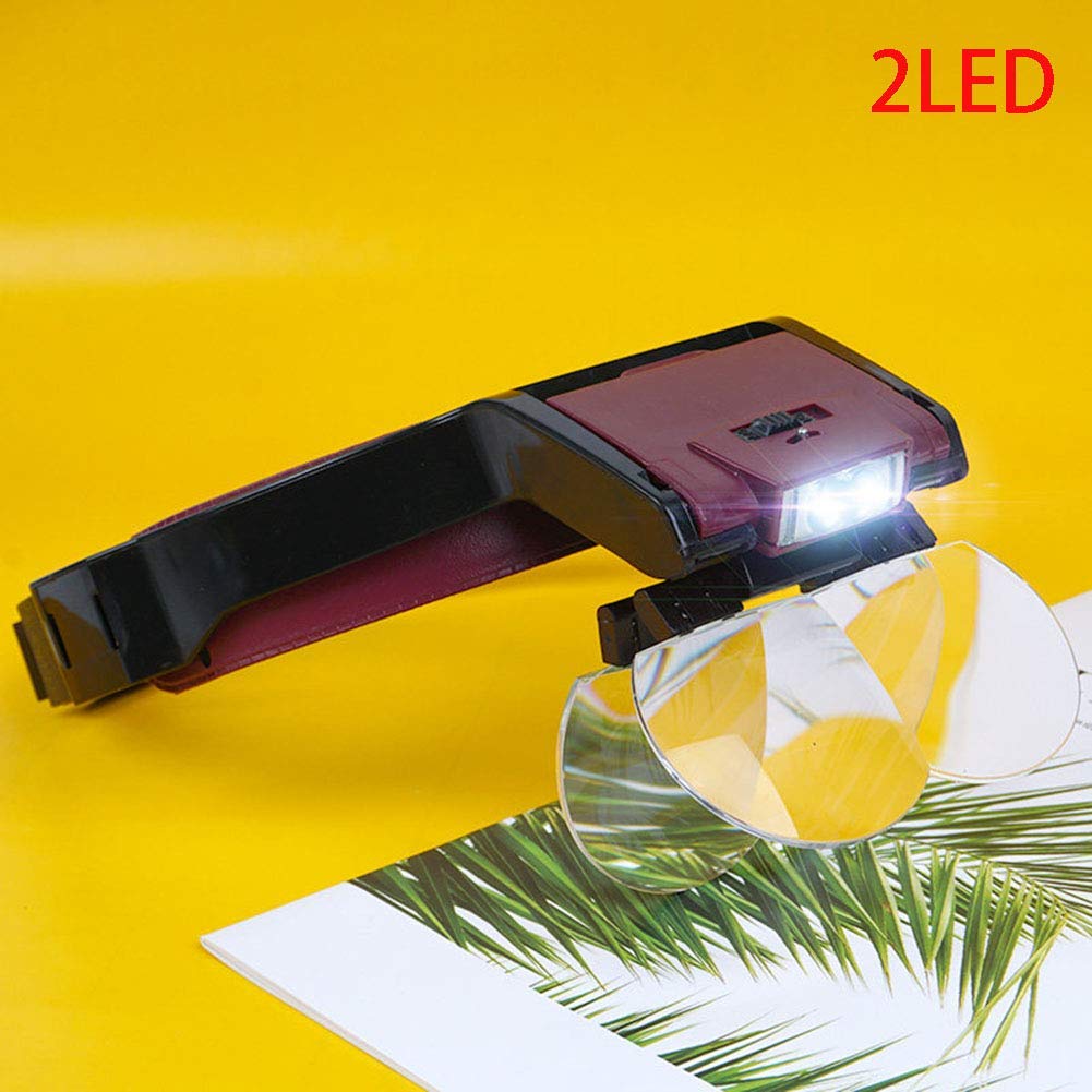 Lupa, Lupa con Luz - Zoom De 1.7X, 2X, 2.5X, 3.5X con 4 Lentes Desmontables - Lupa De Cabeza con Diadema Manos Libres para Pasatiempos, Lectura, Joyería, Manualidades, Agua