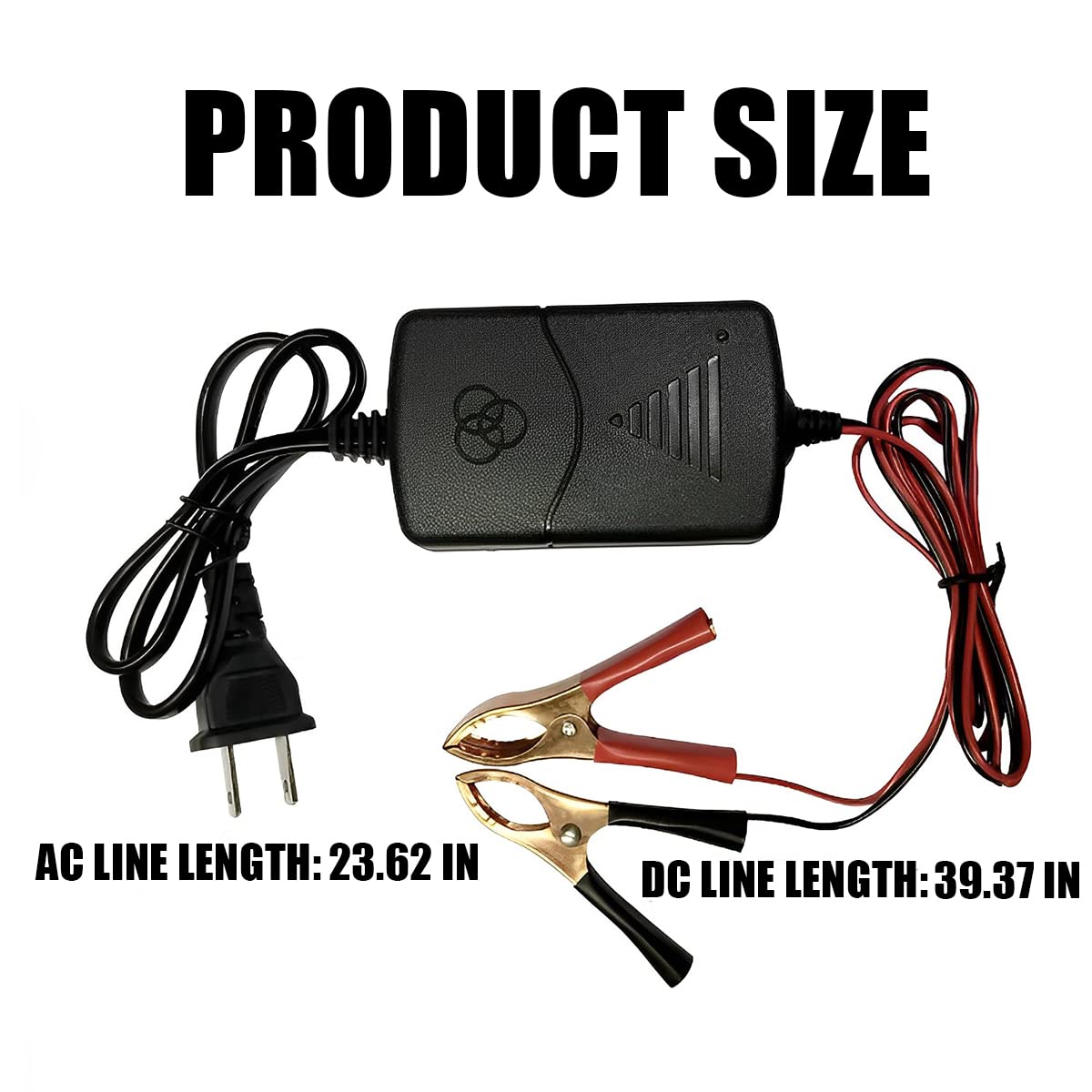 AICEL Car Battery Charger, 12V Lead Acid Automotive Charger with Crocodile Clip and Power Indicator, Smart 3 Stage Battery Maintainer for Car, Motorcycle, RV, SUV, Lawn Mower, Boat