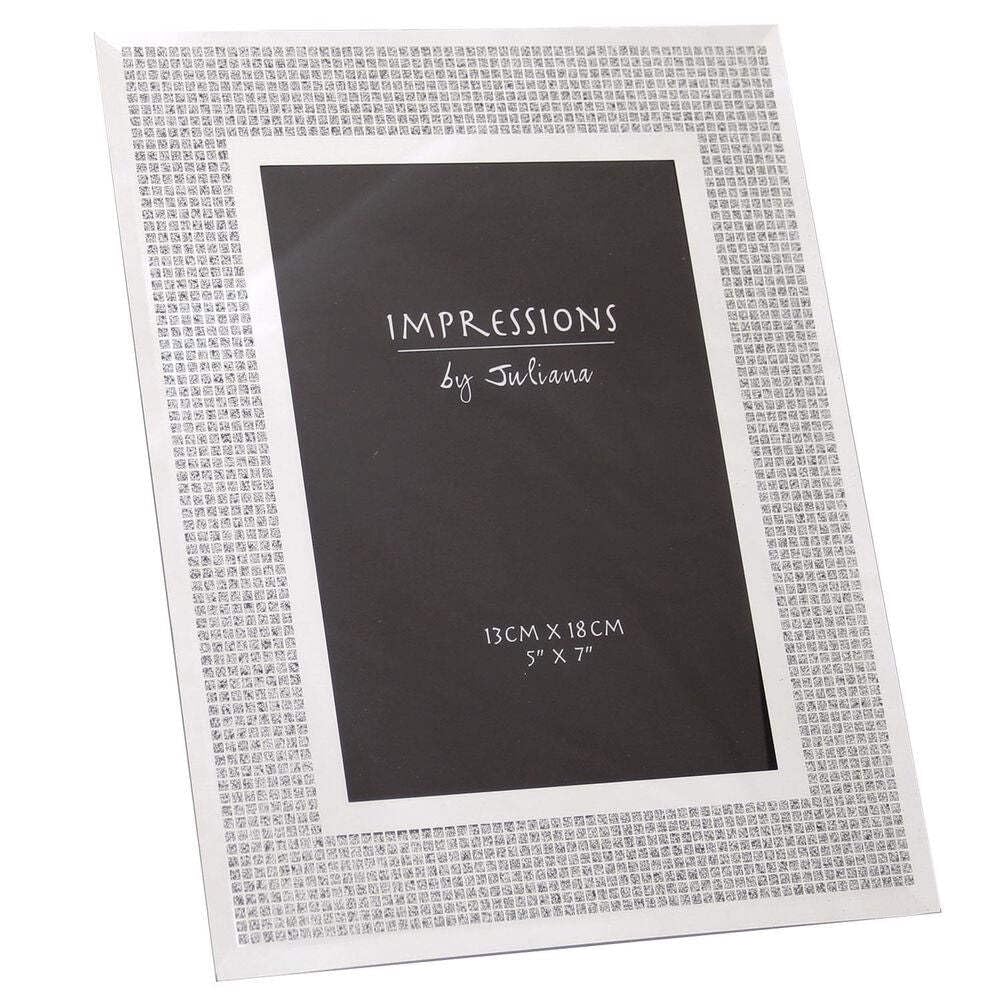 Impressions 7x5 Glass Frame Glitter Crystal Squares Photo Frame FG47357