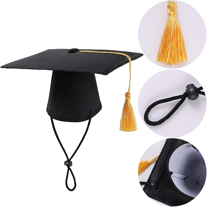 BENBO 2 Gorros de Graduación para Mascotas con 2 Corbata Lazo para Perros miniatura 4