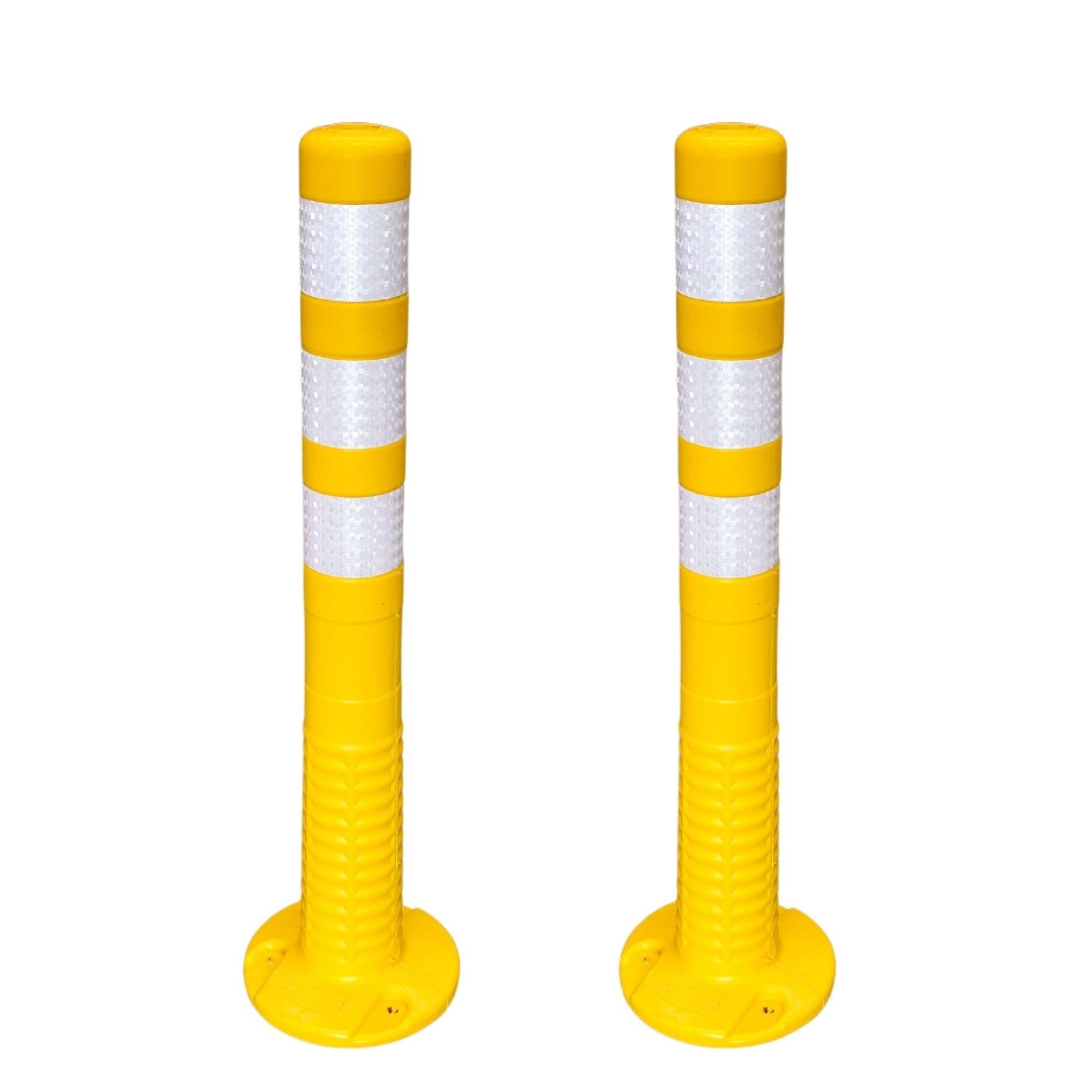 Bolardo Flexible Señalización Amarillo Reflectante – Poste Delimitador Parking y Tráfico – 750 mm Ø80 mm – Base Atornillada – Pack 2