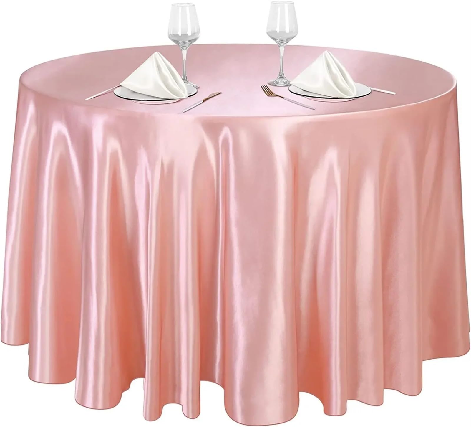 RYQZHHY Round Tablecloth Round Satin Tablecloths, Bright Silk Table Cover For Wedding Banquet,Solid Color Birthday Decoration(Rose gold,Round 145cm)