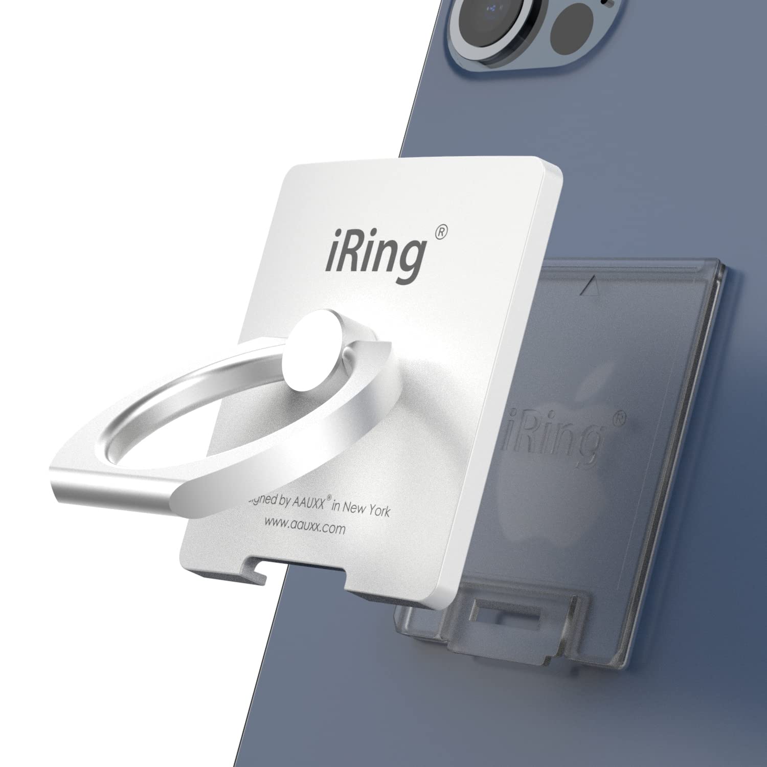 iRing Link-Detachable Plate for Wireless Charging, Include Hook Mount for Wall or Car Cradle. Cell Phone Ring Grip Finger Holder Mobile Stand for iPhone, Samsung, Android Smartphone.(Pearl White)