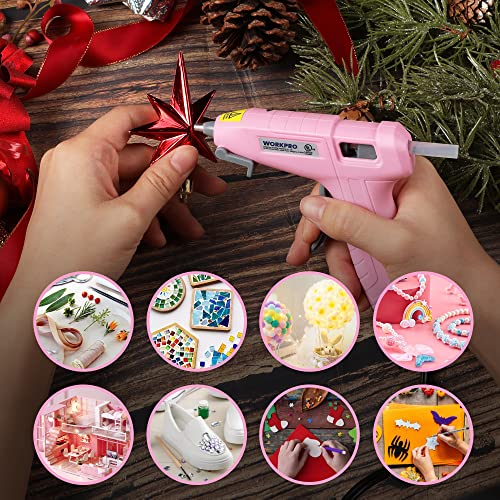 WORKPRO Mini Hot Glue Gun with 20 Pcs Hot Glue Sticks, Glue Gun Kit for Decorations, Arts, Crafts, School DIY Projects and Home Repairs- Pink Ribbon - Image 7