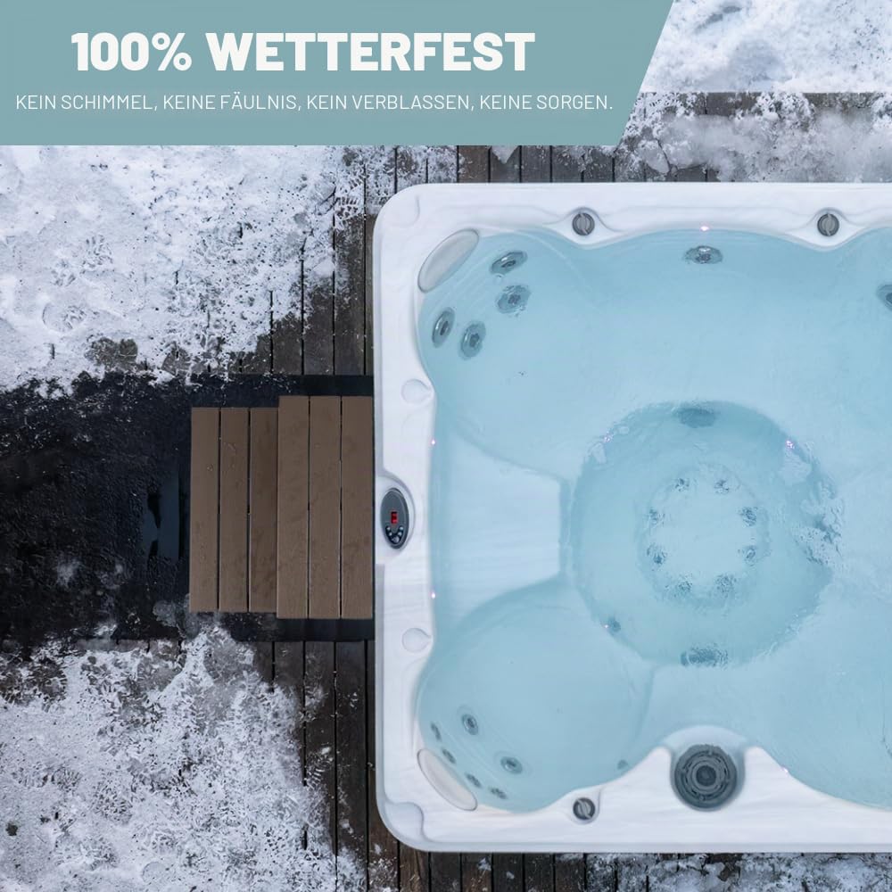 DENKOE Whirlpool-Stufen – Holz aussehender Kunststoff – 100 % wasserdicht – braun, rutschfest, strapazierfähig, vielseitig einsetzbar als Veranda-Treppe, Whirlpool-Treppe, Außentreppe, passend für