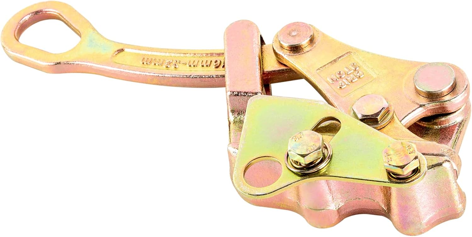 3T Cable Grip Wire Gripper, Steel Cable Puller Tool for Wire Rope, Cable Clamp Wire Pulling Grip Hand Puller (Gold, 3T)