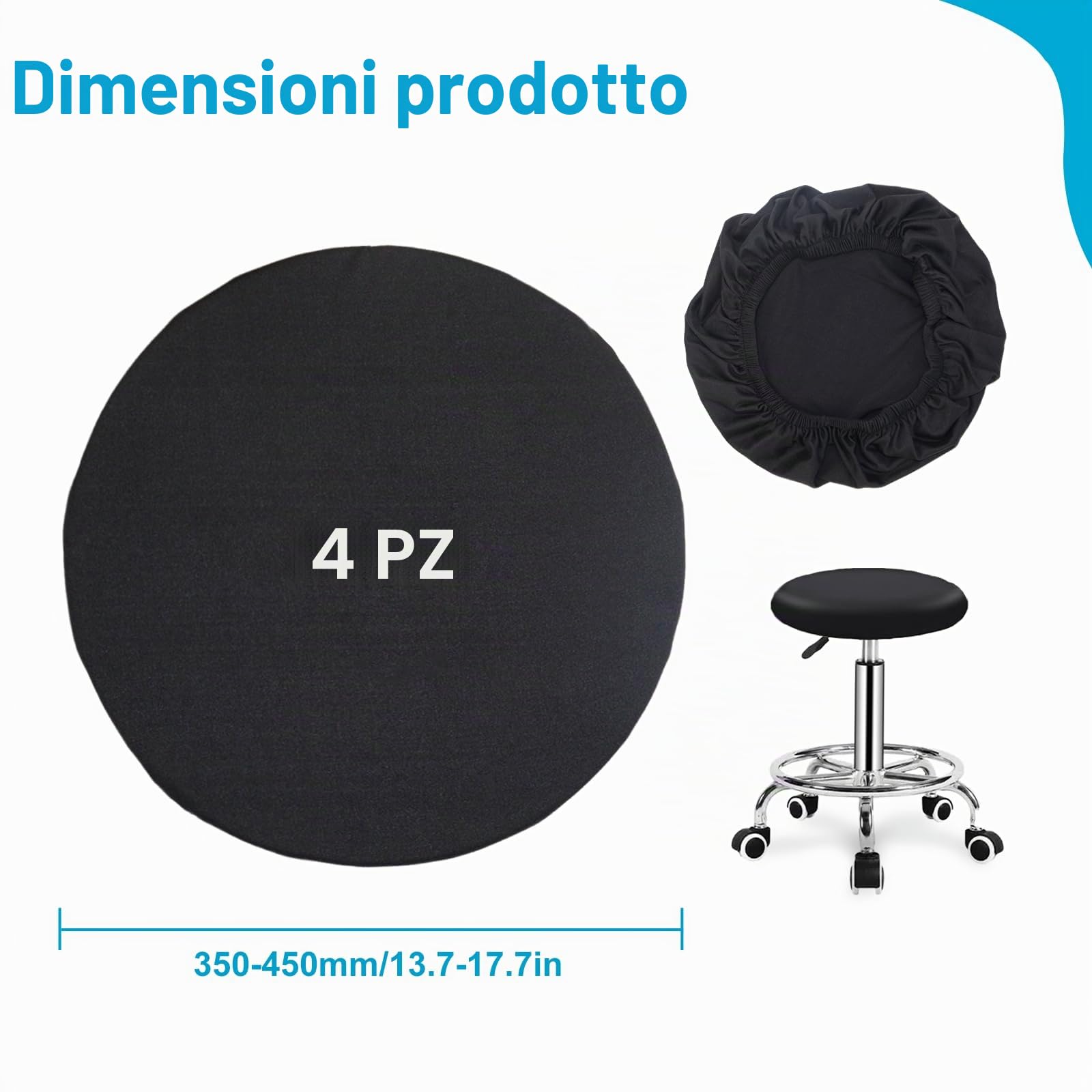 FAELNK Copri Sgabello Rotondo 4 PCS Coprisgabello Coprisedia Elasticizzati Lavabile Ingualcibile Copri Pouf Rotondo per Sgabelli Rotondi di 35-45 cm di Diametro