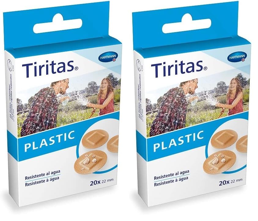 Tiritas Plastic Redondas: Apósitos hipoalergénicos, transpirables e impermeables. Perfectas para proteger pequeñas heridas en el cuello y la cara; 22mm; 20 unidades (Paquete de 2)