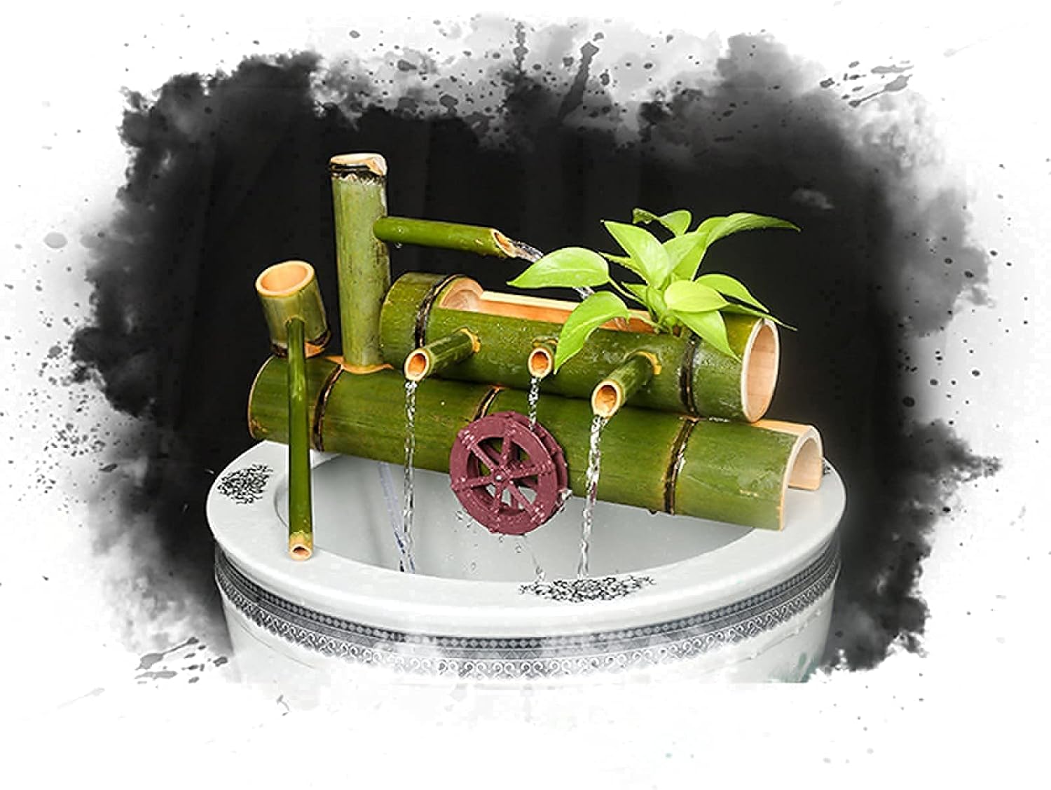 Solar Water Fountain Water Features Garden Bamboo Fountain System Filter Decoration Aquarium Stone Trough Waterwheel Waterwheel Humidifier Primary Color (6(70cm/27.5in)) ()