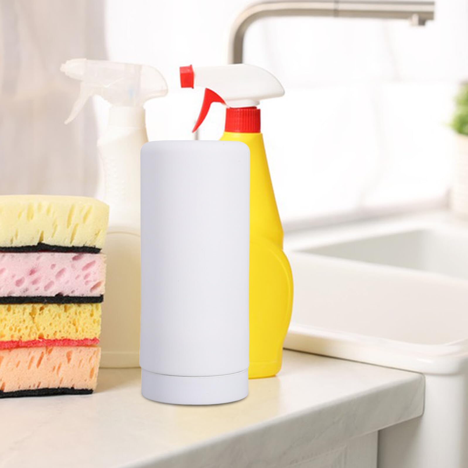 VALICLUD Dispensador de Jabón Líquido Exprimible de Silicona White Botella Recargable para Fregadero y Baño Dosificador Portátil para Lavavajillas y Loción Uso Doméstico y Viajes