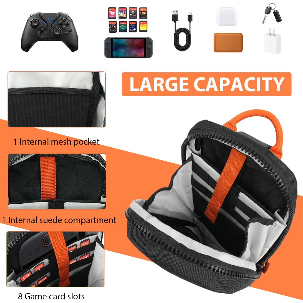 AXFEE Kompaktowa torba EDC na ramię dla Nintendo Switch 2 2025, przenośna torba na ramię z 8 gniazdami na kartridże do gier, lekka torba na pierś i ramię do codziennego użytku, podróży, pracy, sportu