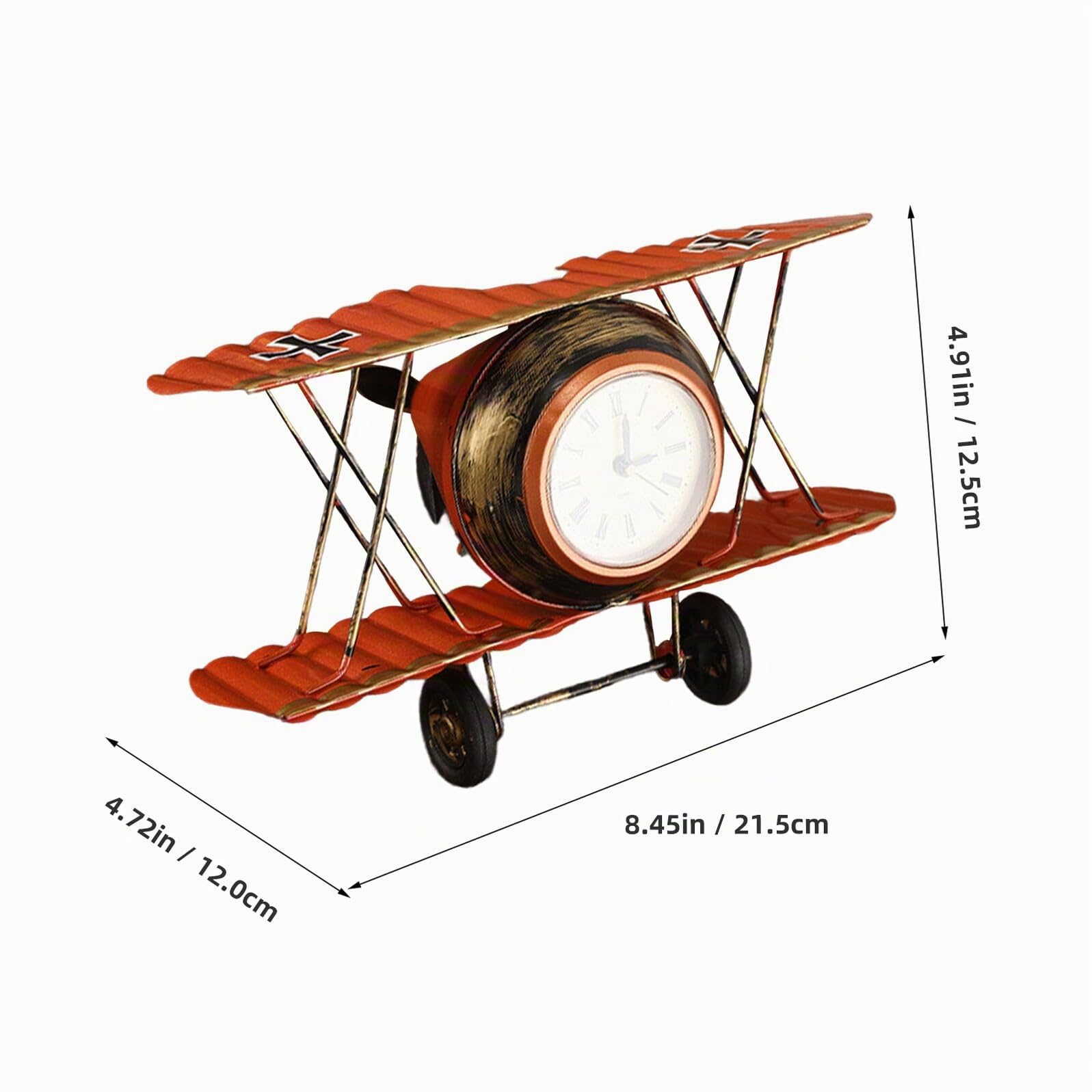 HOMSFOU Reloj De La Sala Reloj De Mesa Biplano Reloj De Mesa De Noche Relojes De Pared De Aviones Mini Reloj De Mesa Modelo De Reloj De Avión Despertador De Avion Manto De Chimenea Metal