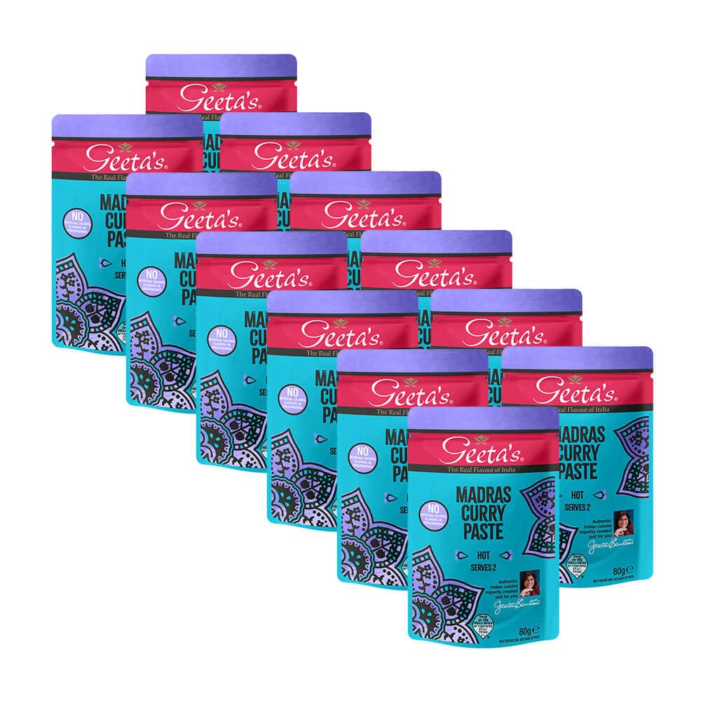 Geeta's 12x Curry Paste Madras Hot | 12x 80g | für 2 Personen | Vegetarisch | Vegan | Glutenfrei…