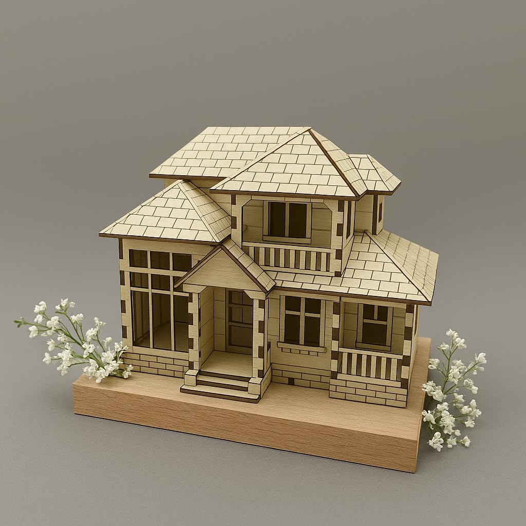 Snapklik.com : Wooden 3D DIY Villa Puzzle Kit Build & Paint Your Own ...