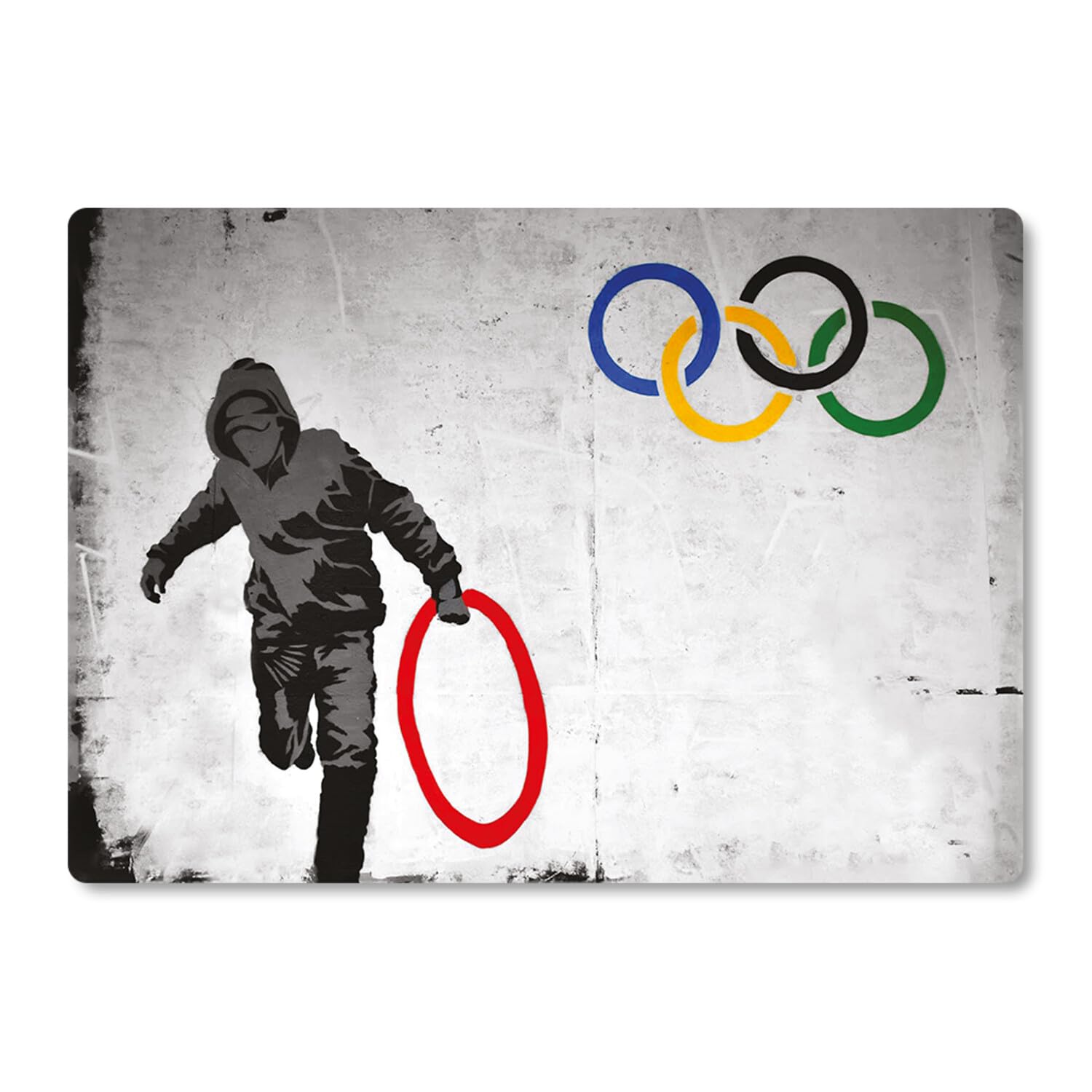 Banksy Cercle olympique panneau bois MDF Giallobus art board 42x29,7