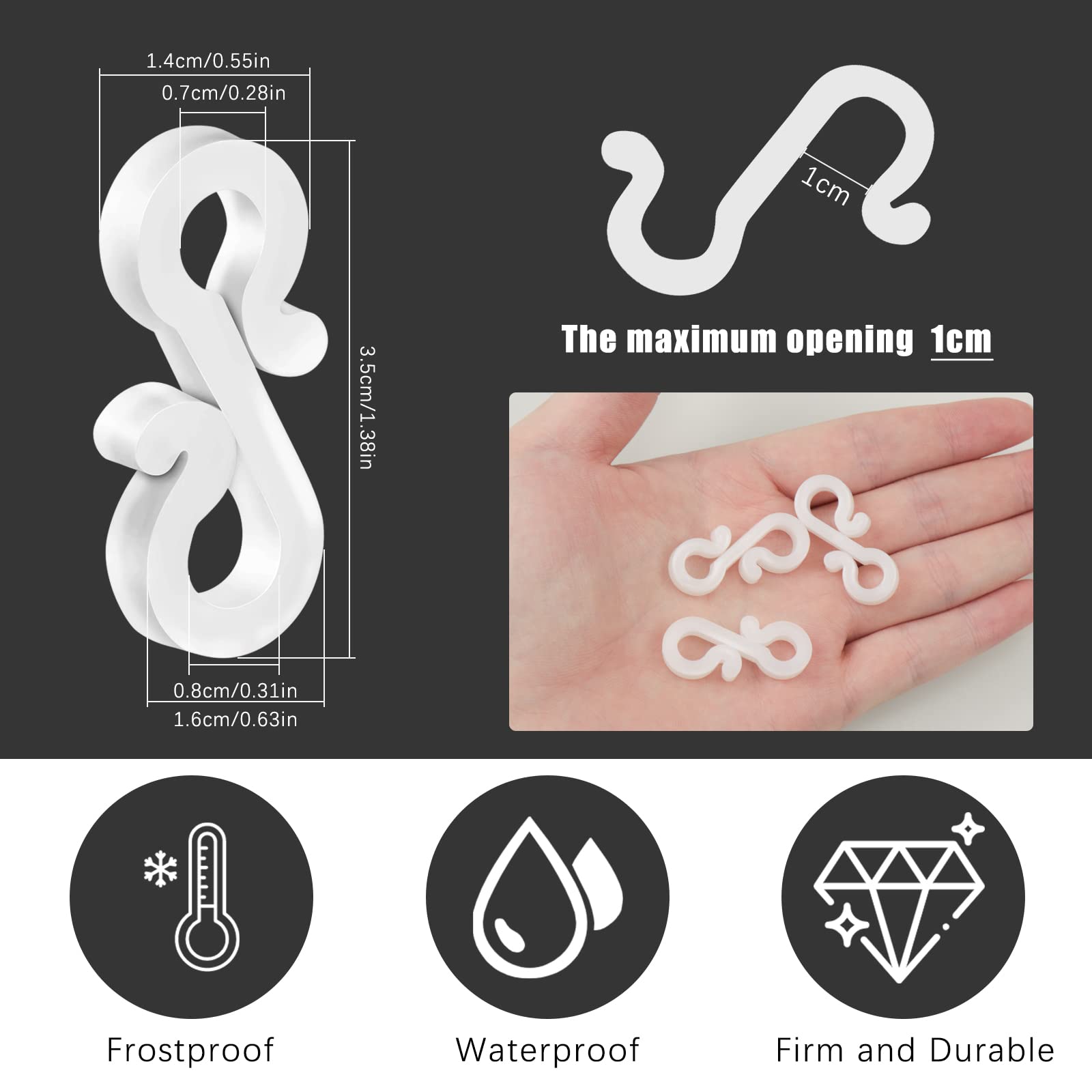 Christmas Light Clips, 100 Mini Hanging Hooks For