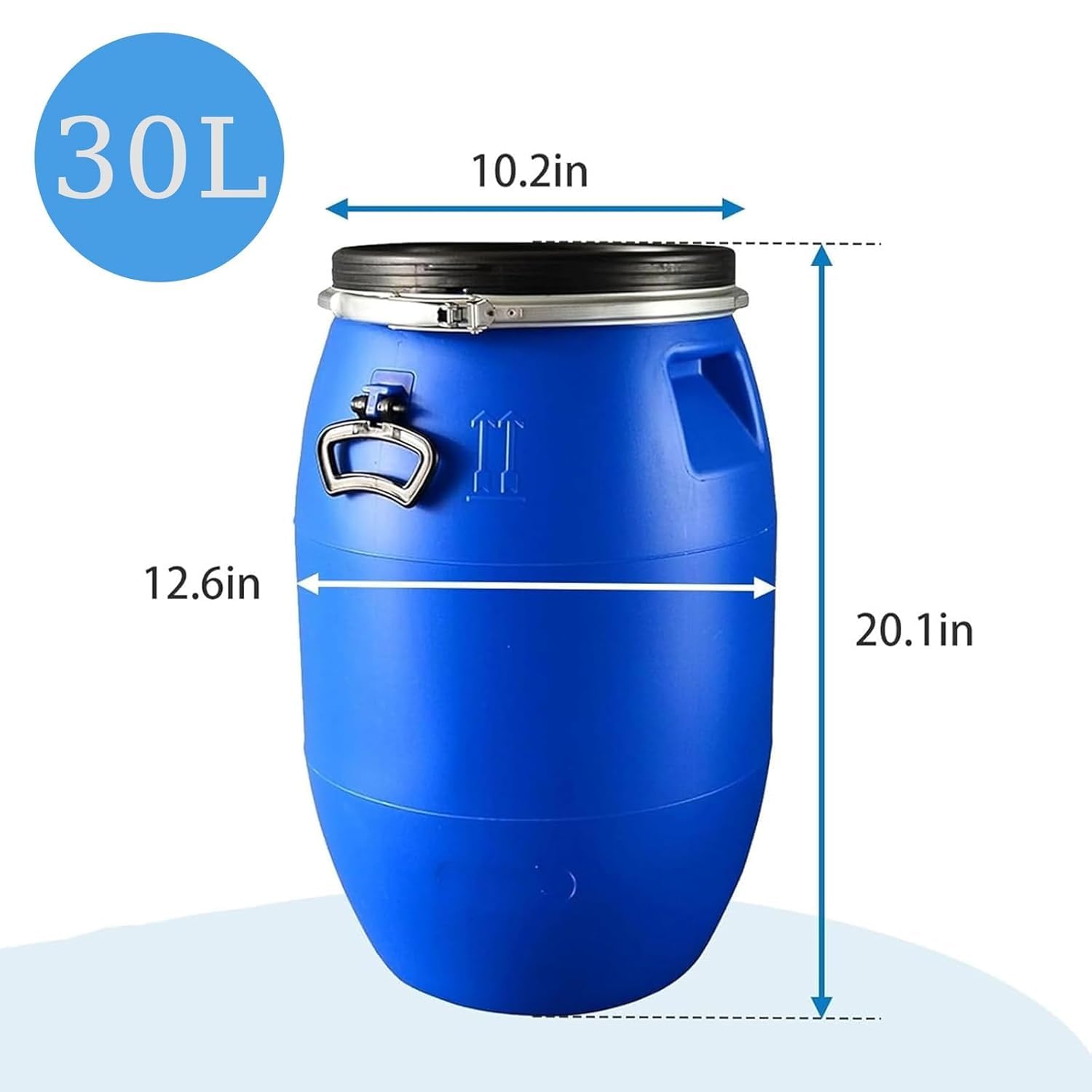 Barriles De Plástico Resistentes con Asa - Tambor De Almacenamiento Hermético Y Apto para Alimentos para Agua De Emergencia, Paquete De Laboratorio, Cubo Multifuncional 30L