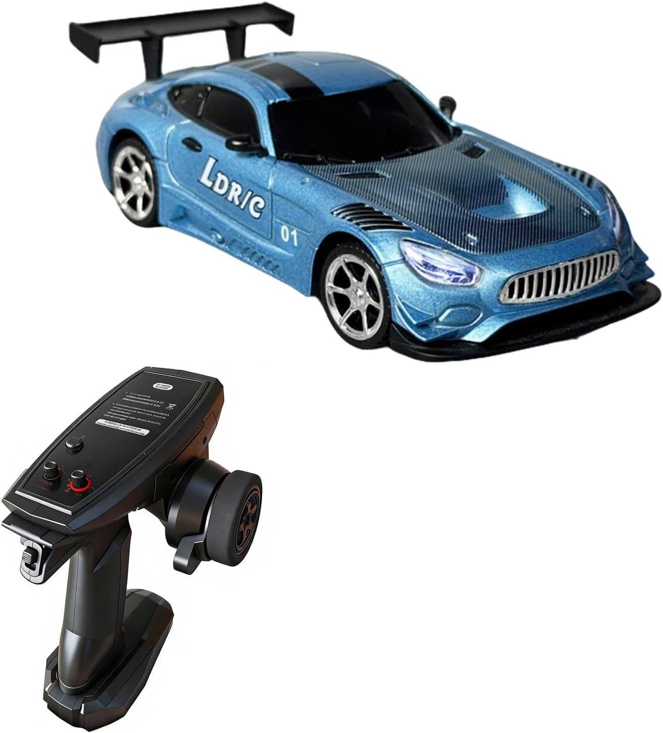 RC Drift car, 1/43 Mini Rc Drift car with Gyro, 2.4GHz Full Proportional Remote Control Cars, 4WD High Speed Drifting with Alloy Shell and Extra Tires (Cyan Blue)