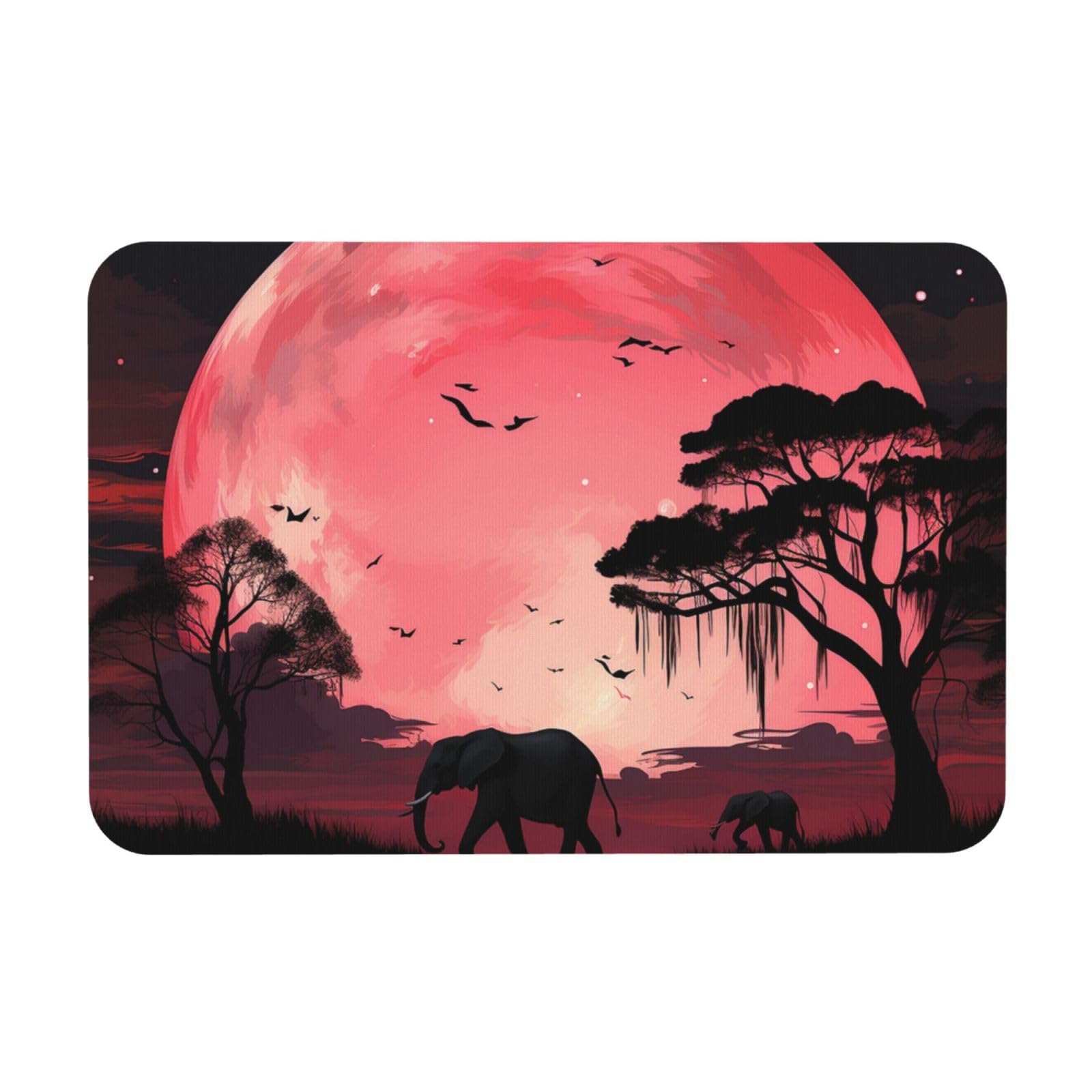 Tapis de bain en pierre motif lune éléphant lavable 60x40