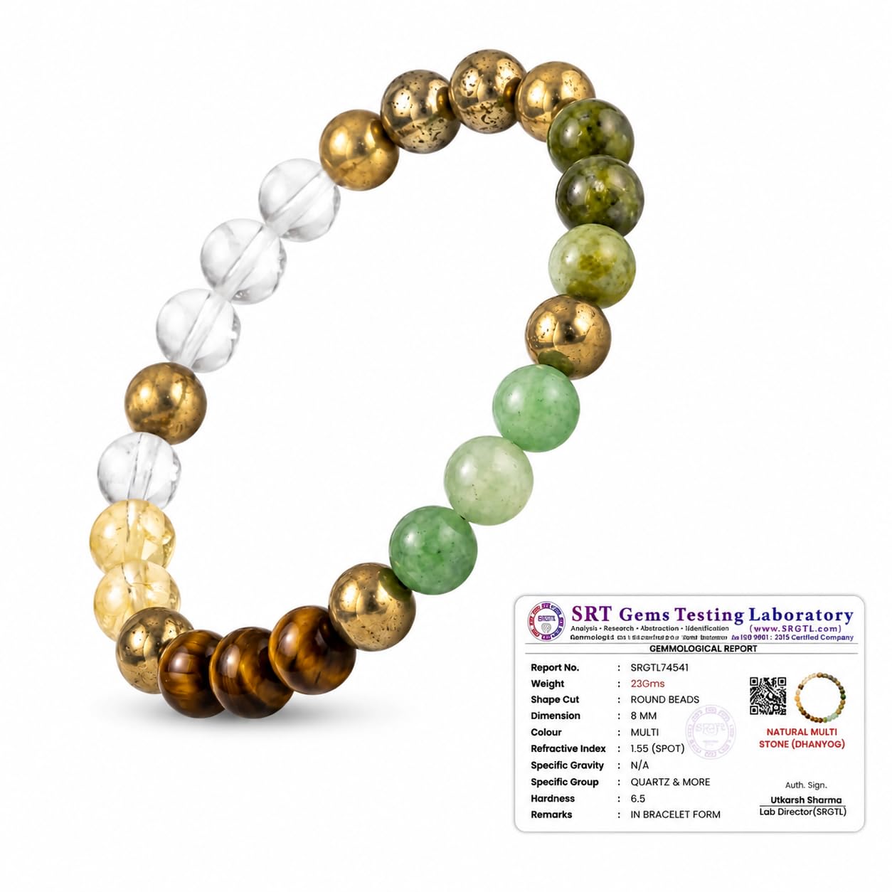 Dhan Yog Bracelet for Men & Women | Original Certified Pyrite, Jade,Quartz, Citrine & Green Aventurine Crystal | Money Magnet Wealth Bracelet | Attracts Abundance, Prosperity & Good Luck-image-23