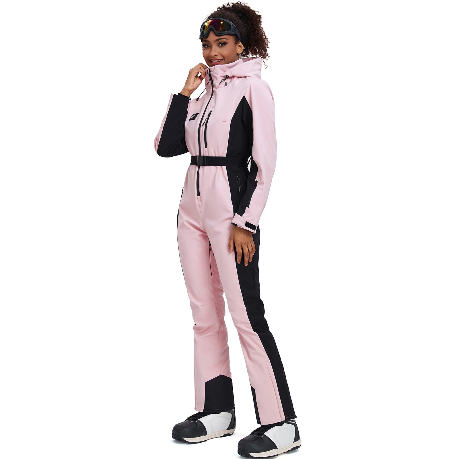 HOTIAN Tuta Da Sci Da Donna Tuta Da Sci In Un Pezzo Inverno Neve Calda Sciando Antivento Impermeabile Tuta Da Neve All'Aperto Con Cappuccio Ispessimento Tuta Da Sci Pink XS