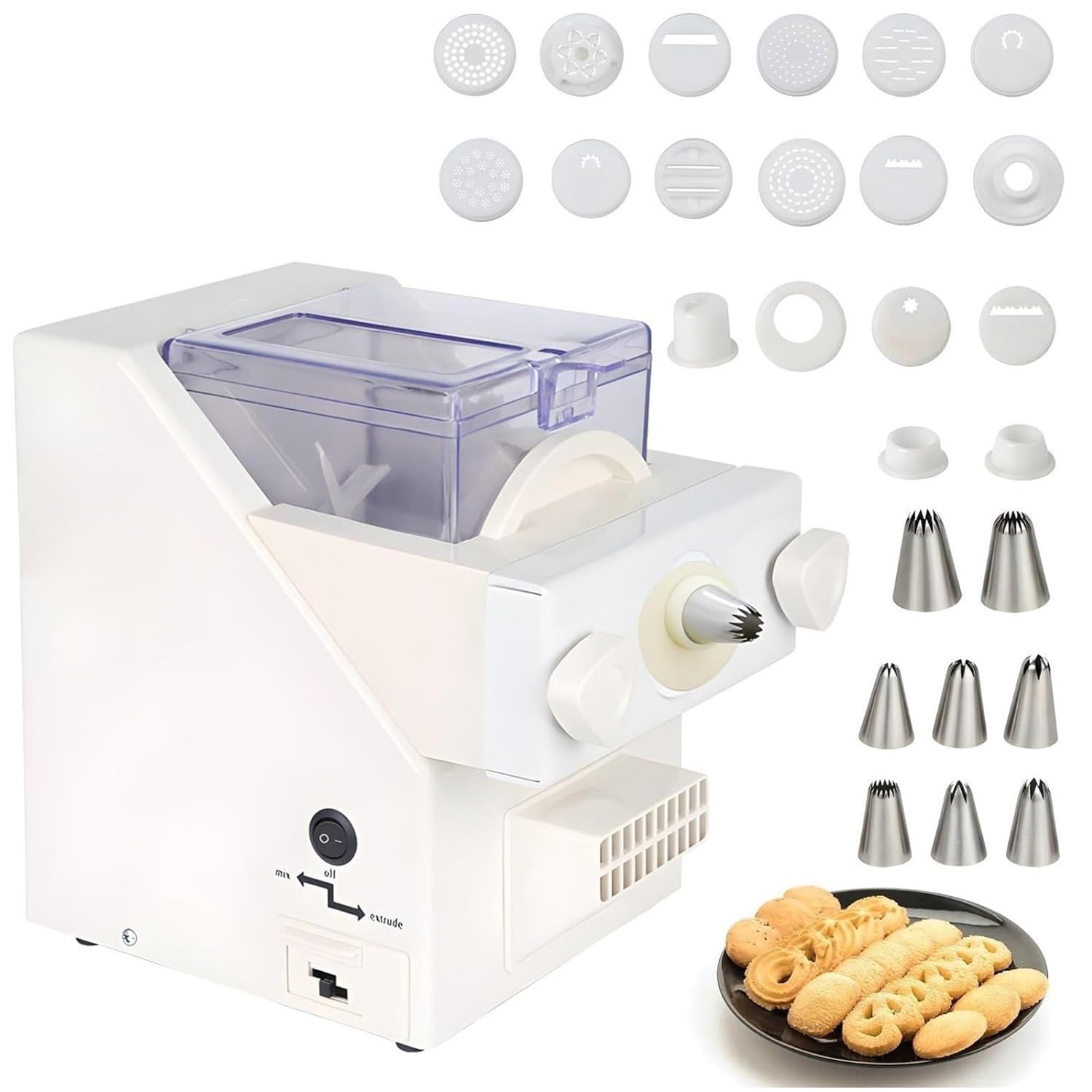 Machine à biscuits – Presse à biscuits multifonction avec 10 moules, machine à biscuits automatique pour biscuits et pâtisseries faits maison, outil de cuisson facile à la maison