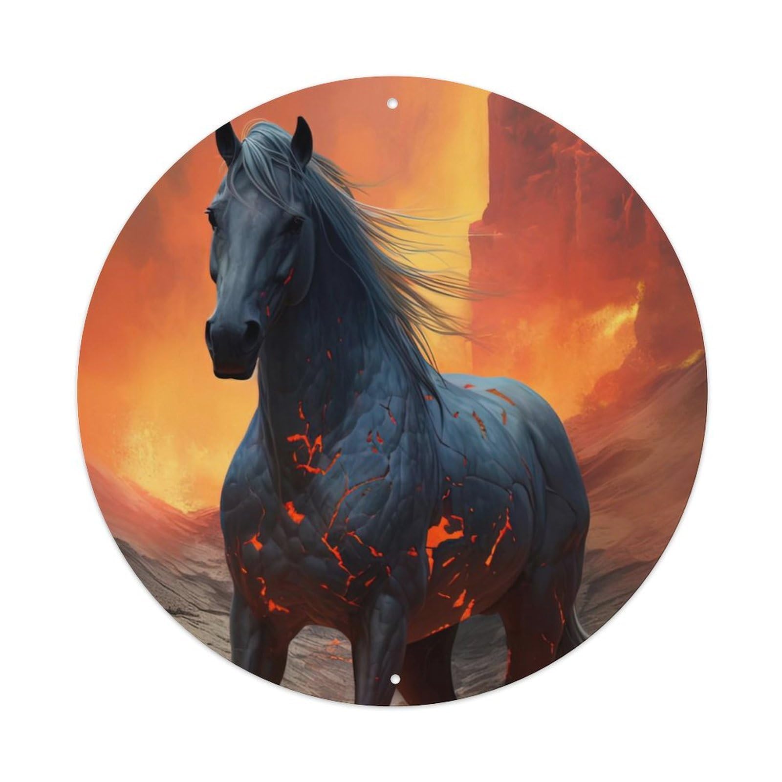 Animal Horses in The Volcano Metal Tin Sign