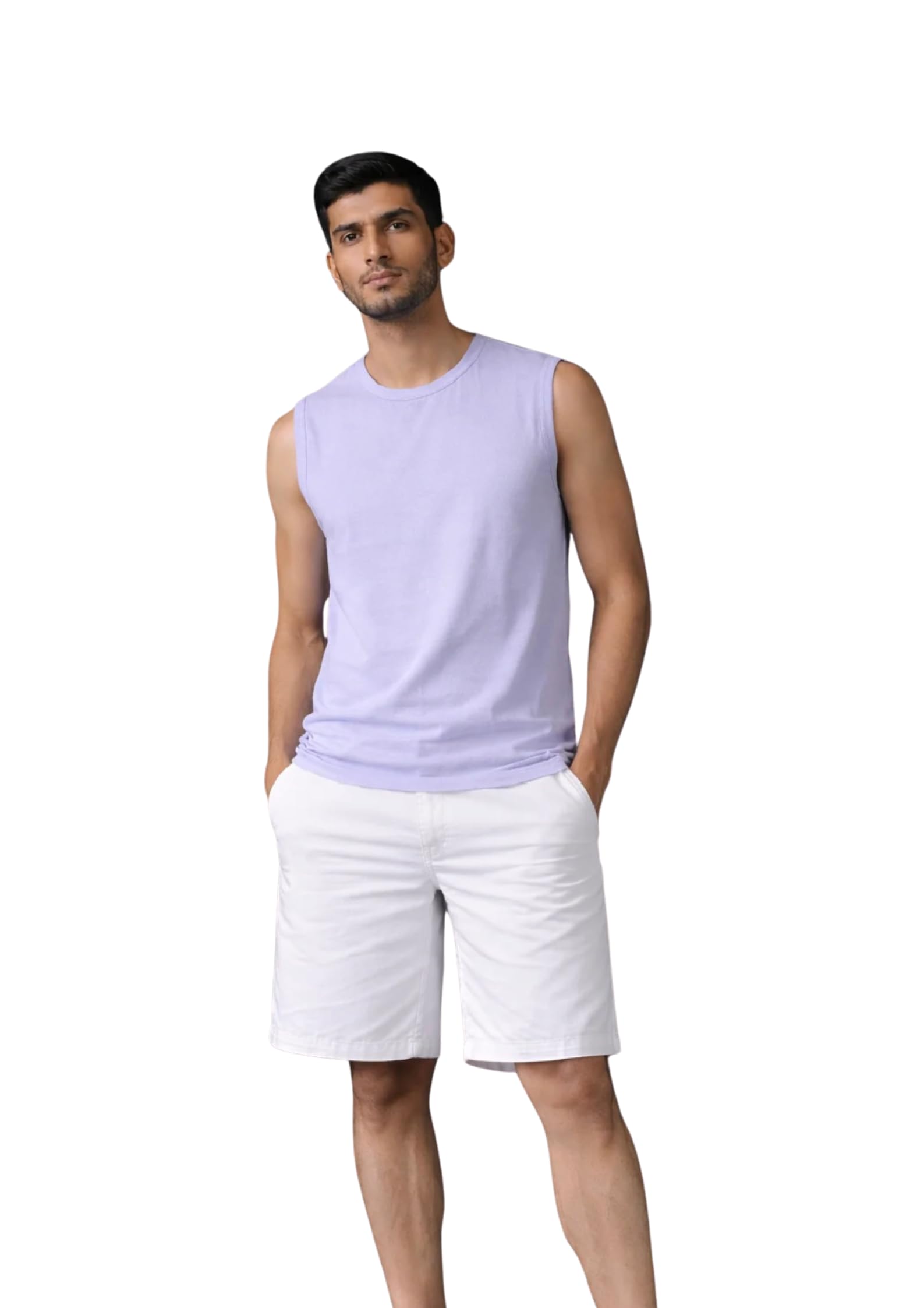 Men's Tank Top | Lavender Sleeveless Vest | 180 GSM 100% Cotton Regular Fit | Casual Wear-image-14
