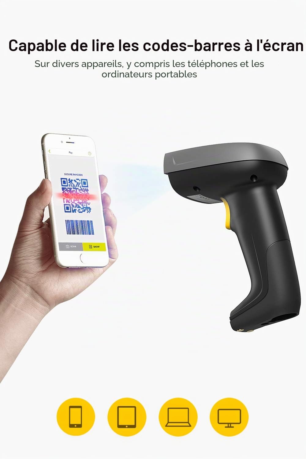 Inateck 2D 1D Scanner de Codes à Barres QR avec Base Intelligente, Lecteur Code Barre sans Fil et Bluetooth pour Inventaire, 3 en 1, Douchette pouvant Lire sur Écran, BCST-52 | Numérisation de code QR 1D 2D pris en charge, avec Bluetooth/2,4 GHz/USB, avec