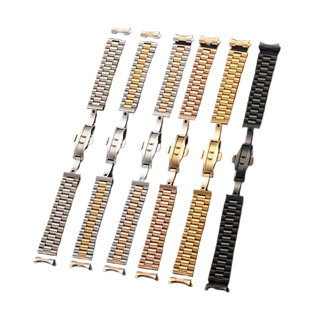 INEOUT Bracelet De Montre En Acier Inoxydable Massif 10mm 12mm 13mm 14mm 16mm 17mm 18mm 19mm 20mm 21mm 22mm Dragonne Boucle Papillon