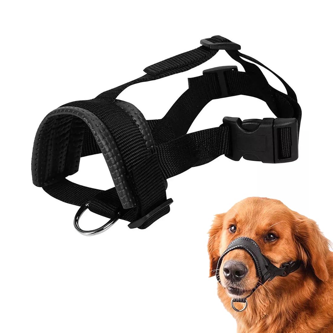 OSUWLSI Bozal para Perros,Evita morder Masticar y ladrar, Permite Beber y jadear,Adecuado para Perros Pequeños, Medianos y Grandes，Correas Ajustables（L,Negro）