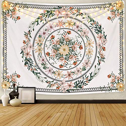 YISUMEI Tapisserie mandala pour chambre à coucher - Tapisserie florale bohème esthétique à...
