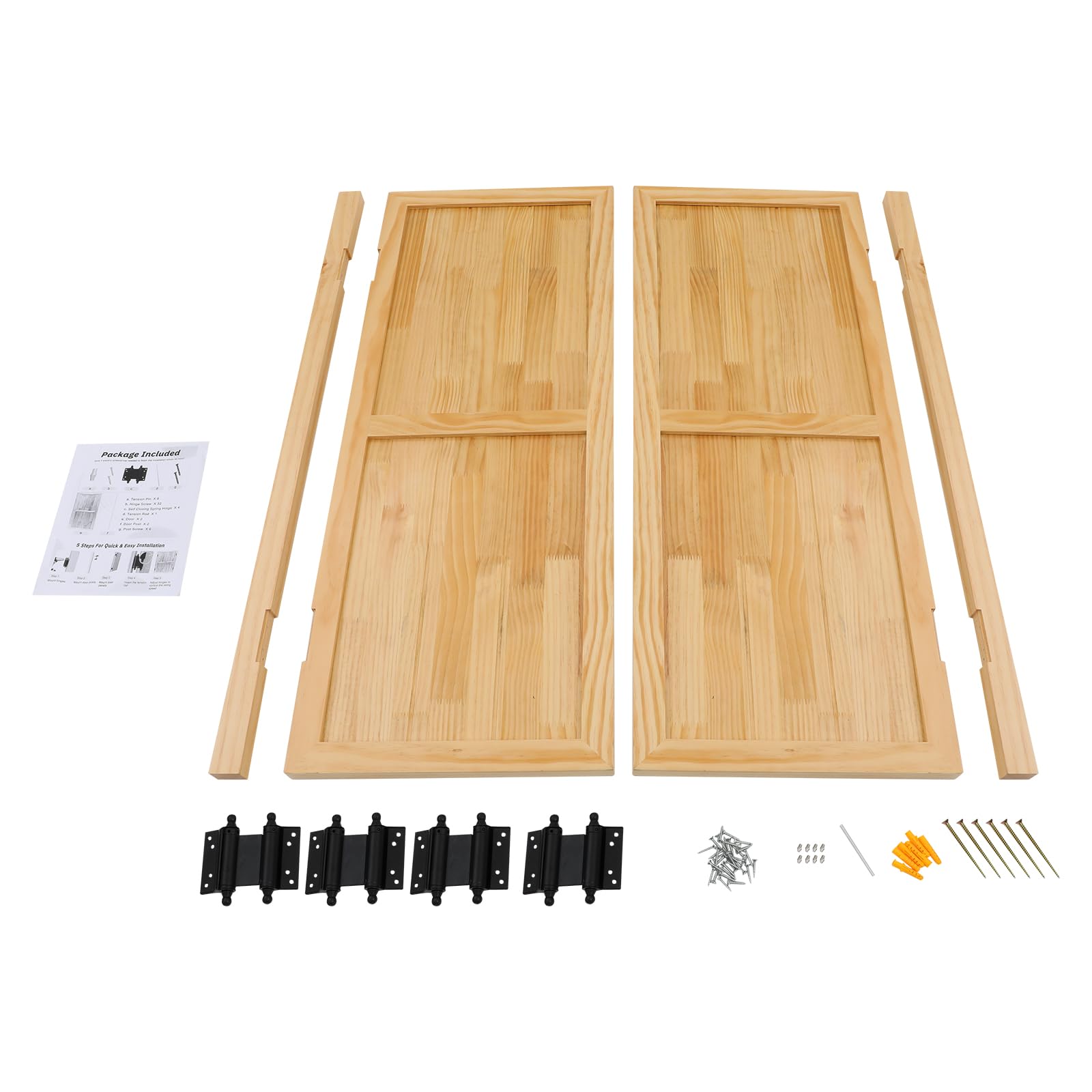 Set completo per porte saloon (L/R coppia + cerniere a pendente), griglia di protezione per porte basculanti, divisorio, porta basculante, 81 x 107 cm, apertura bidirezionale, funzione di chiusura