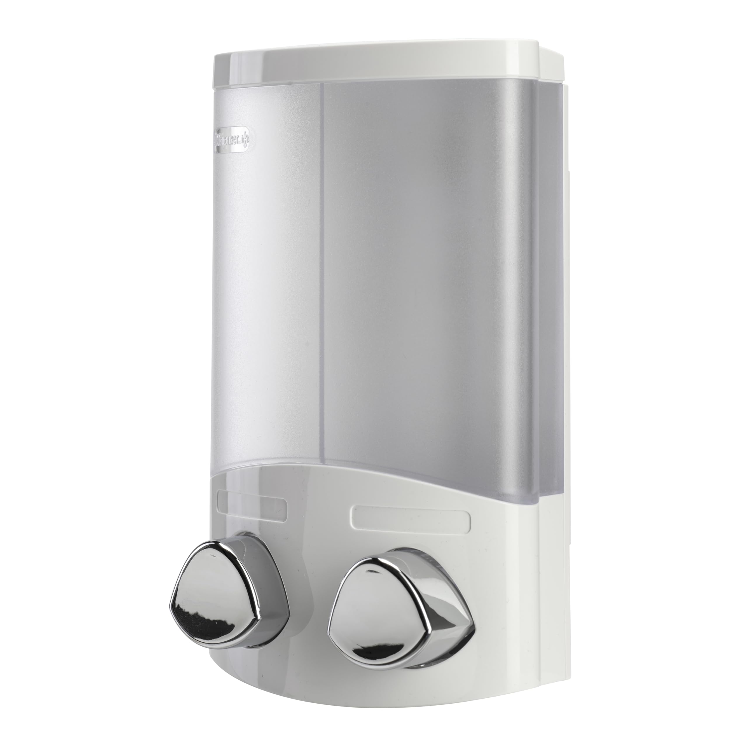 Croydex Wall Mounted Soap Dispenser - Eliminates Shower Clutter, Easy to Refill and Has a Pre-Measured Pump for Your Shower Gel, Shampoo and Conditioner, Mount On Corner or Flat Wall (White, 2x320ml)