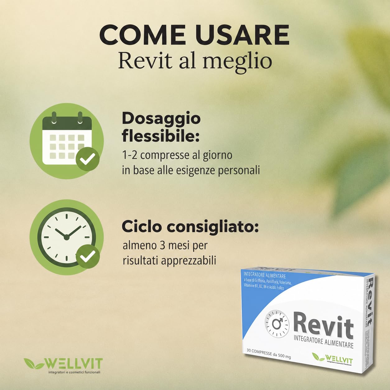 REVIT Integratore Utile Contro l' Ansia Stimola la produzione di Serotonina, l' Ormone del Benessere Completamente Naturale Prodotto in Italia